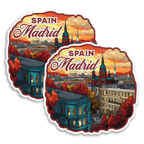 Madrid Spain Magnet 4 Inch 2-Pack Capital City – Strong Vinyl Decorative Travel Magnets for Fridge Locker Kitchen Office – Cute Fun Aesthetic Cool Durable & Long-Lasting Souvenir ID44999
