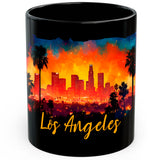 Los Angeles CA Mug 11oz — Black Ceramic City of Angels Skyline Mug 1