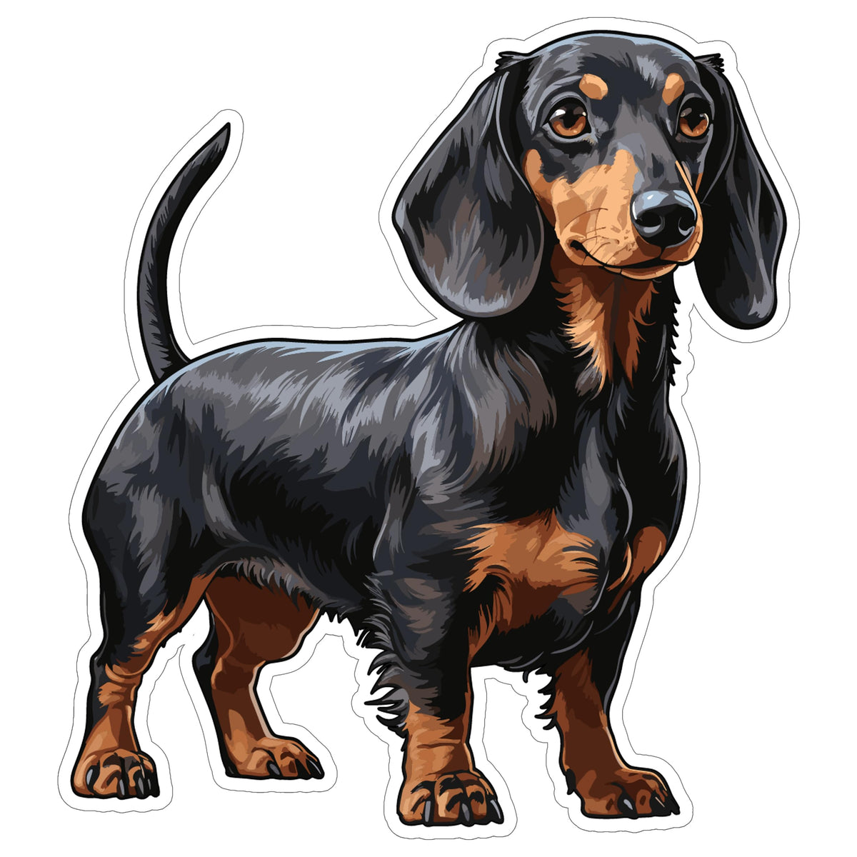 Dachshund Sticker 4 Inch — Waterproof Vinyl Decal Wiener Sausage Doxie Long Body