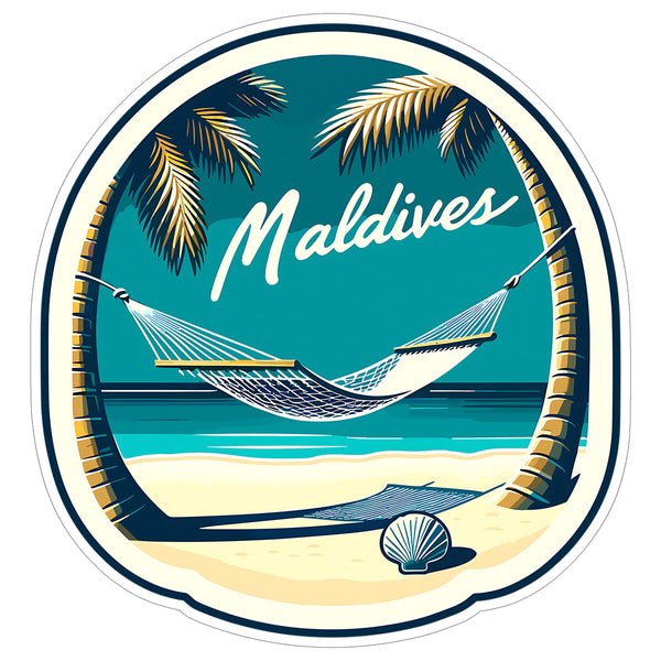 Maldives Sticker 4 Inch City Travel Souvenir Destination - Waterproof Vinyl Decal for Laptop Water Bottle Car Tumbler - Durable Aesthetic Long-Lasting Stickers for Adults ID44990
