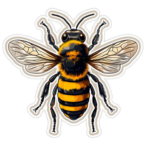 Bee 4 inch waterproof vinyl sticker decal, pollinator honey bug insect design, durable laptop water bottle car tumbler decor