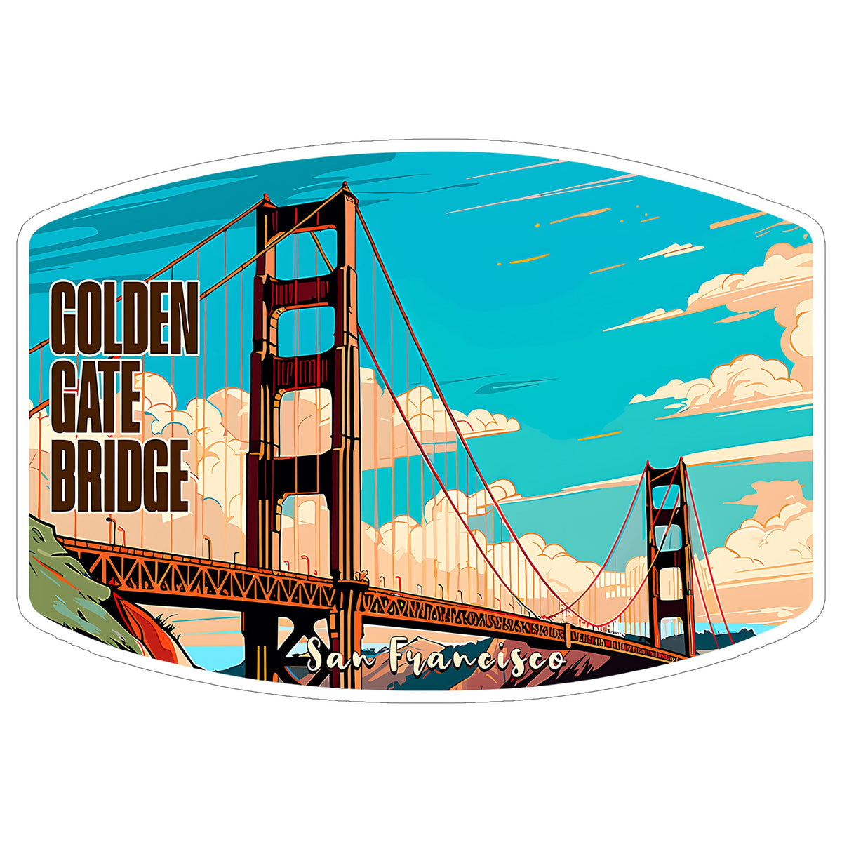 San Francisco Golden Gate Bridge California Sticker 4 Inch — Waterproof Vinyl Decal Architectural