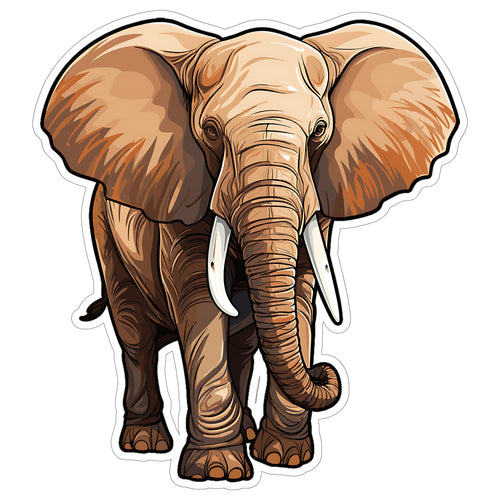 African Elephant 4 inch waterproof vinyl sticker decal, loxodonta savannah largest design, durable laptop water bottle car tumbler decor