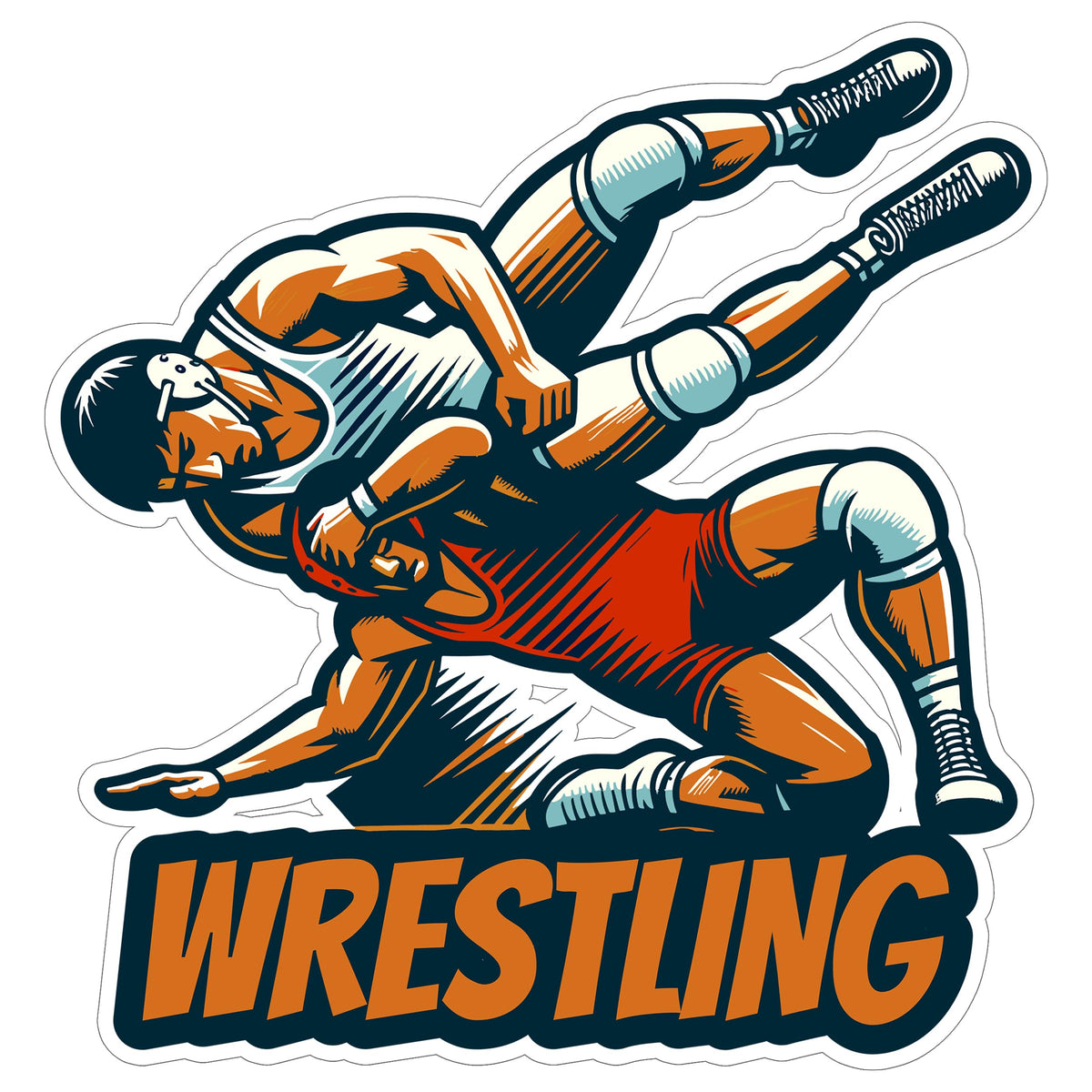 Wrestling Sport Sticker 4 Inch — Waterproof Vinyl Decal Grappler Mat Champion