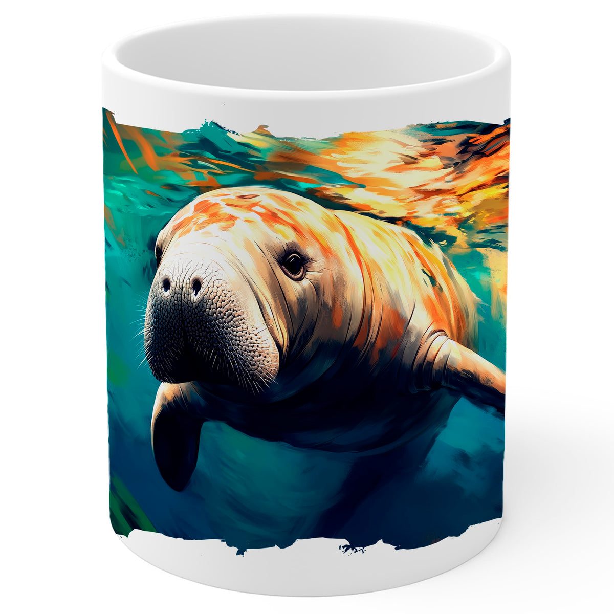 Manatee Coffee Mug 11oz — Ceramic Cute Sea Cow Wildlife Gift Mug