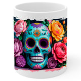 Day of the Dead Coffee Mug 11oz — White Ceramic Mexican Holiday Mug 1
