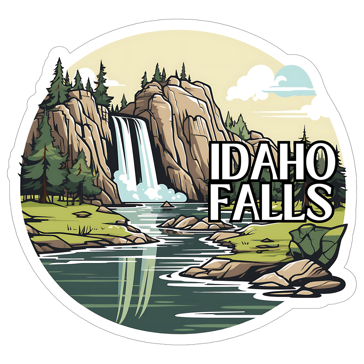 Idaho Falls Sticker 4 Inch — Waterproof Vinyl Decal Waterfall
