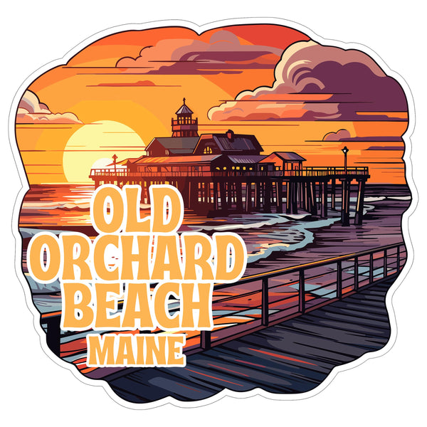 Old Orchard Beach Maine Sticker 4 Inch Ocean Coastal Travel Souvenir - Waterproof Vinyl Decal for Laptop Water Bottle Car Tumbler - Durable Aesthetic Long-Lasting Stickers for Adults ID44990