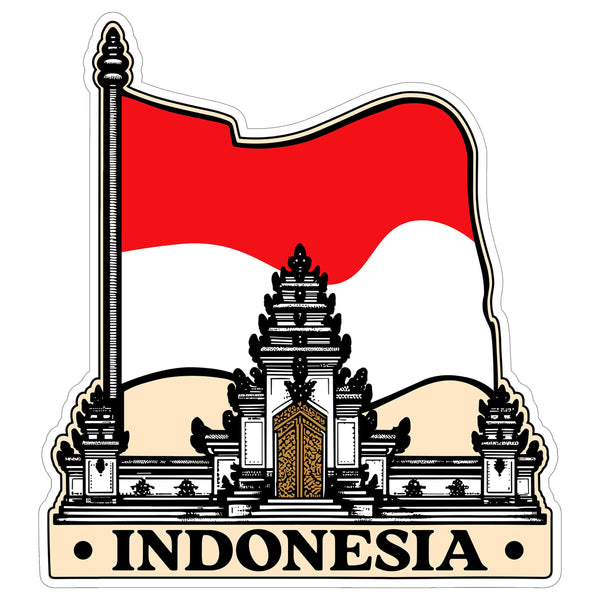 Indonesia Sticker 4 Inch City Travel Souvenir Destination - Waterproof Vinyl Decal for Laptop Water Bottle Car Tumbler - Durable Aesthetic Long-Lasting Stickers for Adults ID44990