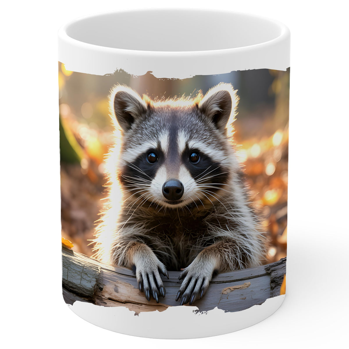 Raccoon Mug 11oz — White Ceramic Mischievous Trash Panda Coffee Mug