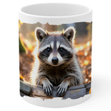 Raccoon Mug 11oz — White Ceramic Mischievous Trash Panda Coffee Mug 1