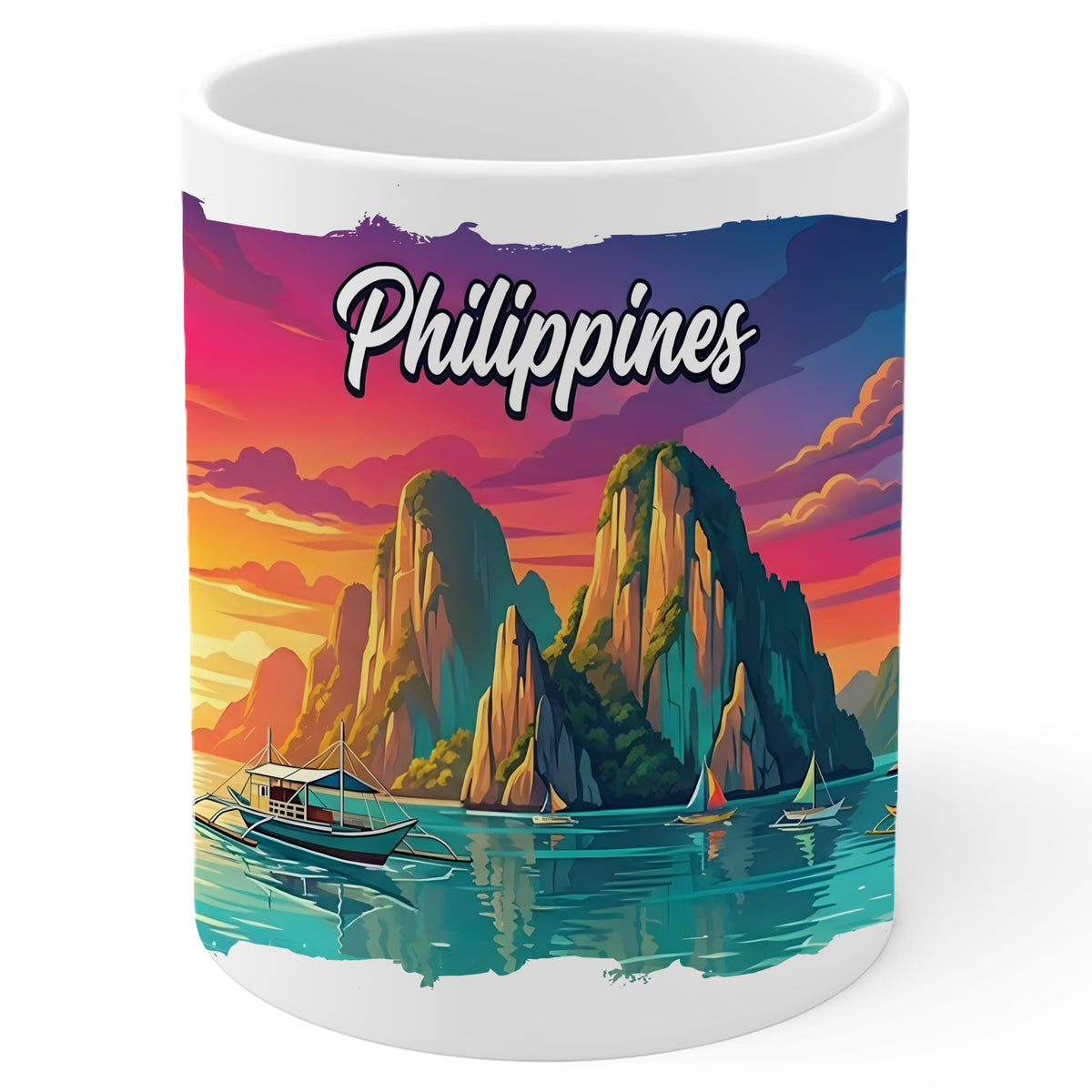 Philippines Coffee Mug 11oz — White Ceramic Pearl of the Orient Mug