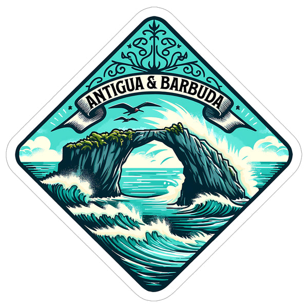 Antigua and Barbuda Sticker 4 Inch City Travel Souvenir Destination - Waterproof Vinyl Decal for Laptop Water Bottle Car Tumbler - Durable Aesthetic Long-Lasting Stickers for Adults ID44990