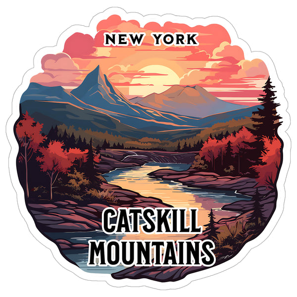 Catskill Mountains New York Sticker 4 Inch Mountain Summit Peak Travel - Waterproof Vinyl Decal for Laptop Water Bottle Car Tumbler - Durable Aesthetic Long-Lasting Stickers for Adults ID44990