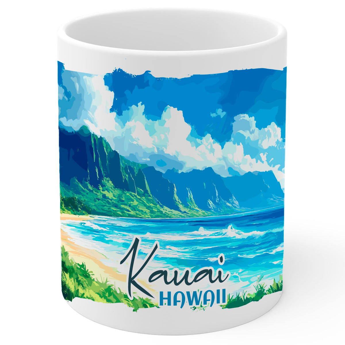 Kauai Hawaii Coffee Mug 11oz — White Ceramic Garden Isle Mug