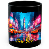 New York City New York Coffee Mug 11oz — Black Ceramic NYC Big Apple Mug 1