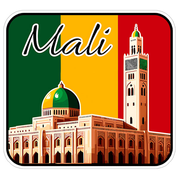 Mali Sticker 4 Inch City Travel Souvenir Destination - Waterproof Vinyl Decal for Laptop Water Bottle Car Tumbler - Durable Aesthetic Long-Lasting Stickers for Adults ID44990