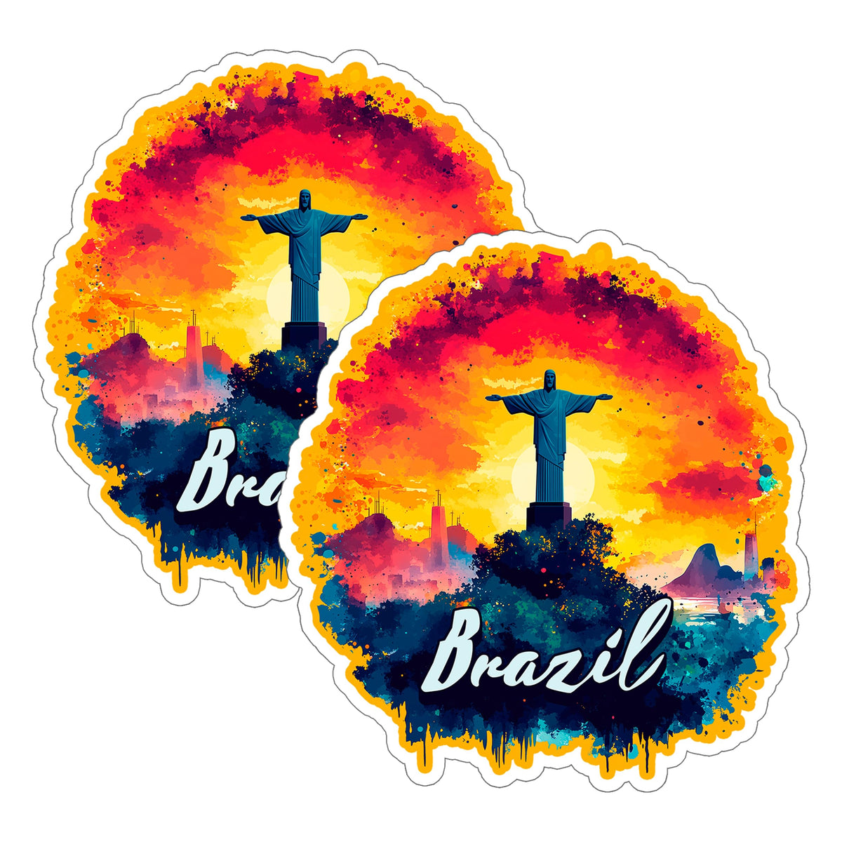Brazil Sticker 4 Inch 2-Pack - Waterproof Vinyl Decal for Laptop Water Bottle Car Tumbler - Durable Aesthetic Long-Lasting Stickers for Adults ID45039