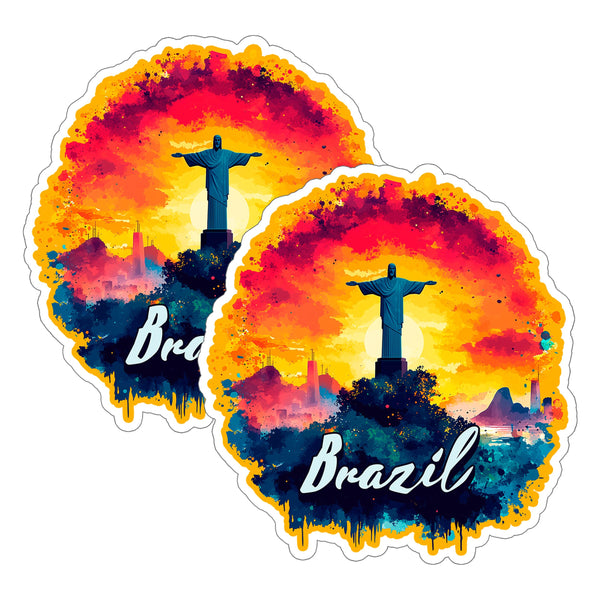 Brazil Sticker 4 Inch 2-Pack - Waterproof Vinyl Decal for Laptop Water Bottle Car Tumbler - Durable Aesthetic Long-Lasting Stickers for Adults ID45039