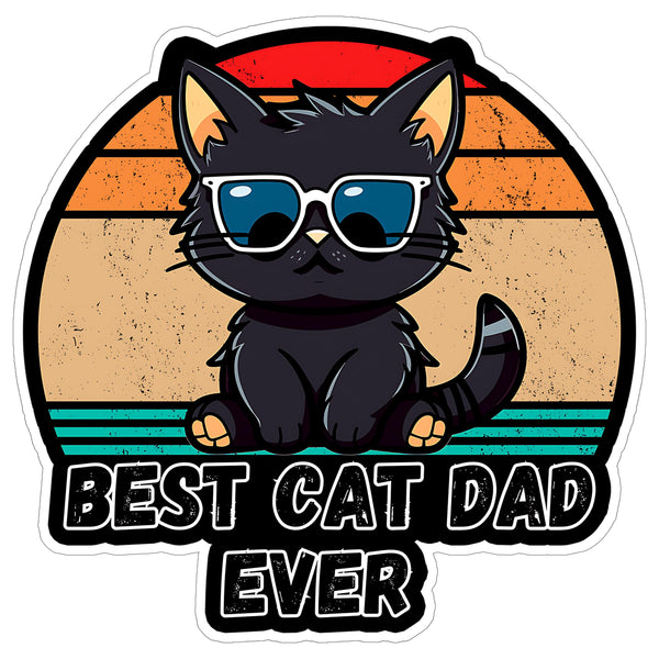 Best Cat Dad Ever Sticker 4 Inch — Waterproof Vinyl Decal Cat Lover Kitty Father Gift