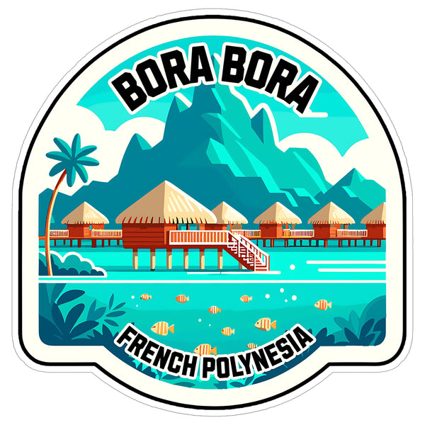 Bora Bora French Polynesia Sticker 4 Inch Island Lagoon French Polynesia City - Waterproof Vinyl Decal for Laptop Water Bottle Car Tumbler - Durable Aesthetic Long-Lasting Stickers for Adults ID44990