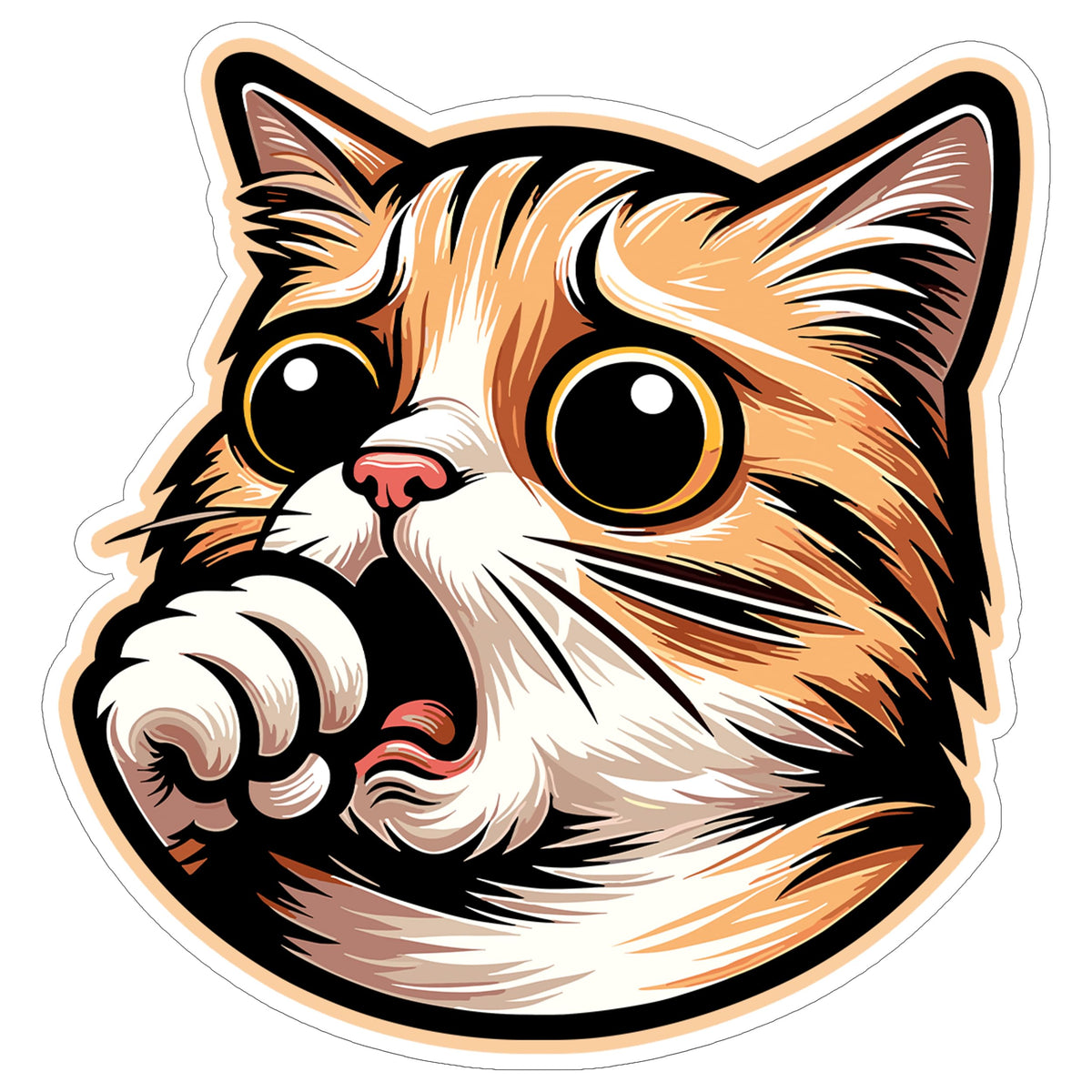 Coughing Cat Sticker 4 Inch — Waterproof Vinyl Decal Kitty Meme Pet Funny