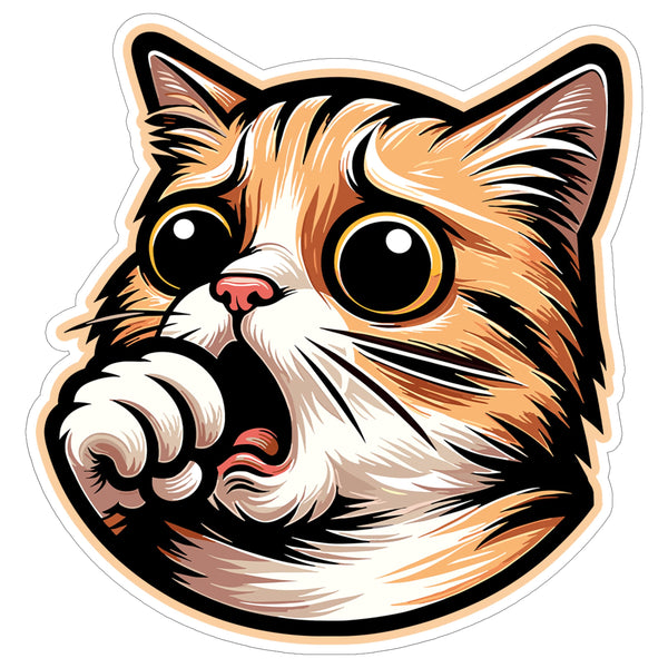 Coughing Cat Sticker 4 Inch — Waterproof Vinyl Decal Kitty Meme Pet Funny