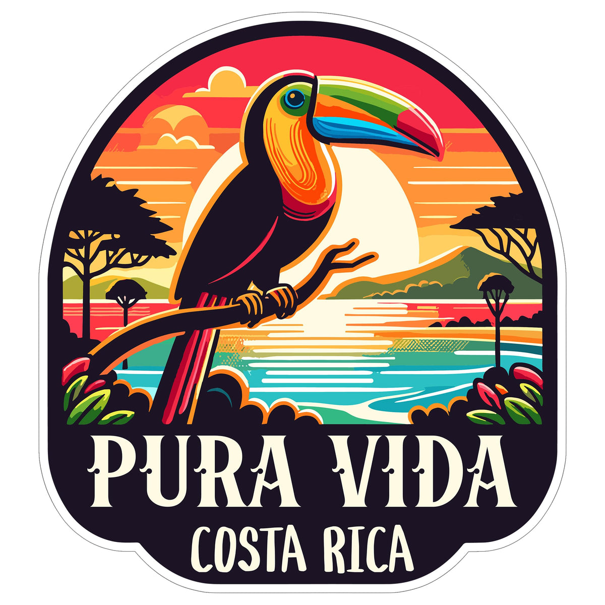 Pura Vida Costa Rica Sticker 4 Inch — Waterproof Vinyl Decal Travel Souvenir