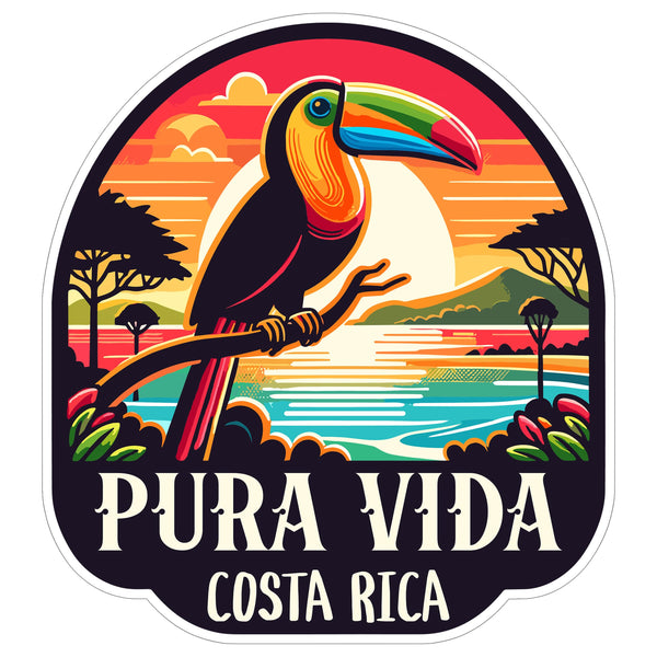 Pura Vida Costa Rica Sticker 4 Inch City Travel Souvenir Destination - Waterproof Vinyl Decal for Laptop Water Bottle Car Tumbler - Durable Aesthetic Long-Lasting Stickers for Adults ID44990