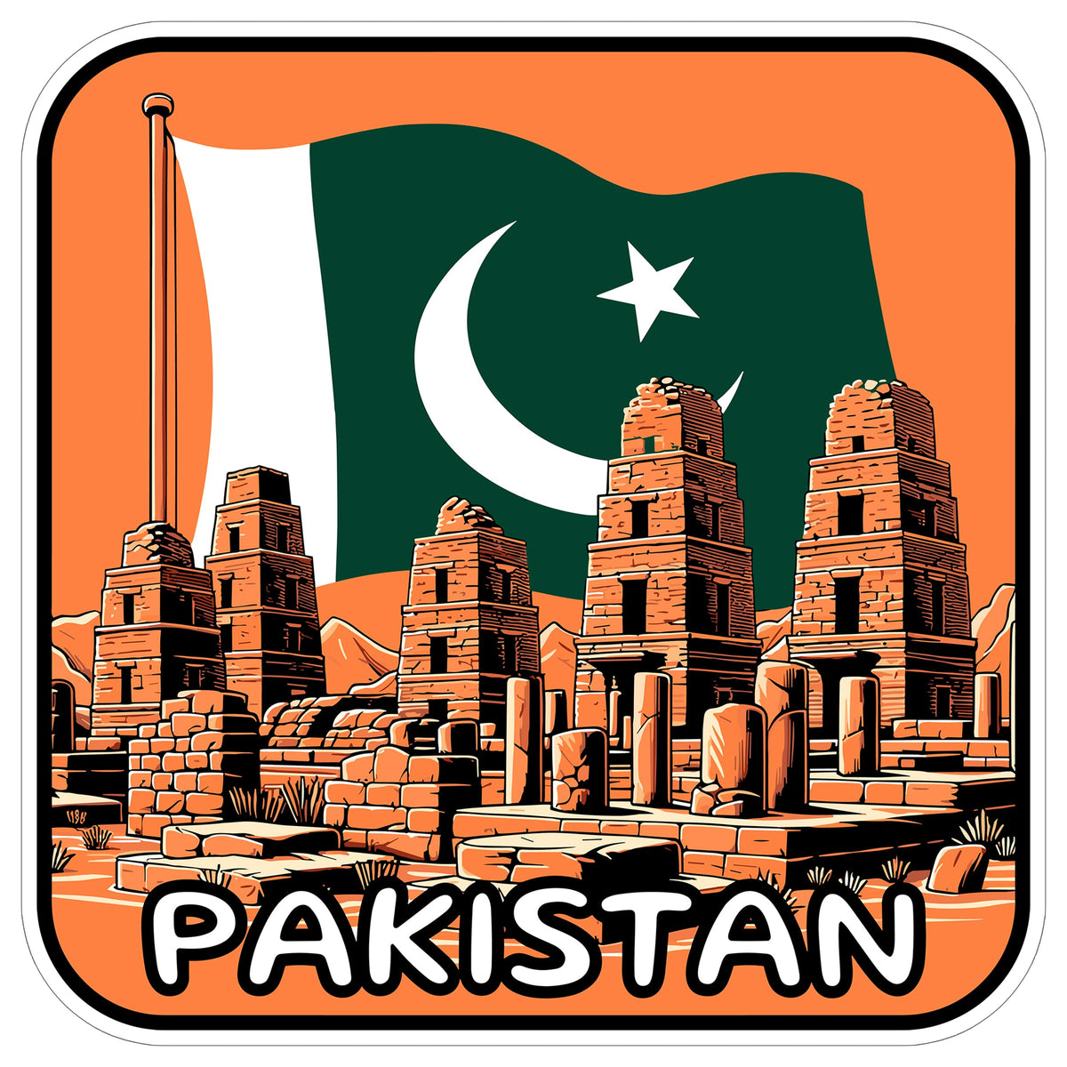 Pakistan Sticker 4 Inch — Waterproof Vinyl Decal Pakistani Flag