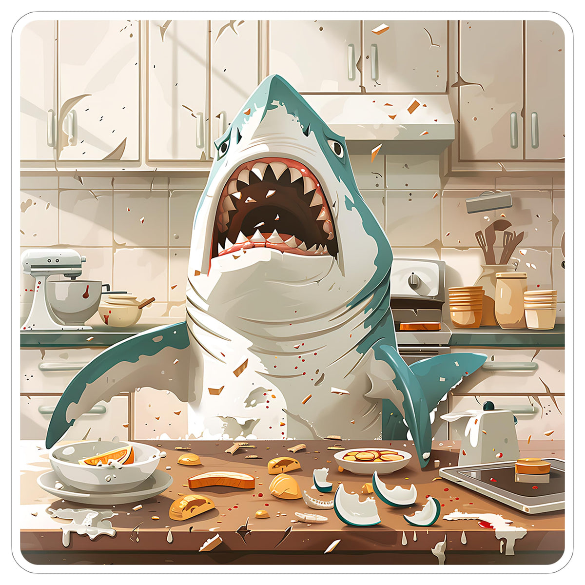 White Shark Sticker 4 Inch — Waterproof Vinyl Decal Great White Apex Predator