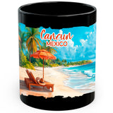 Cancun Mexico Coffee Mug 11oz — Black Ceramic Beach Caribbean Resort Mug 1