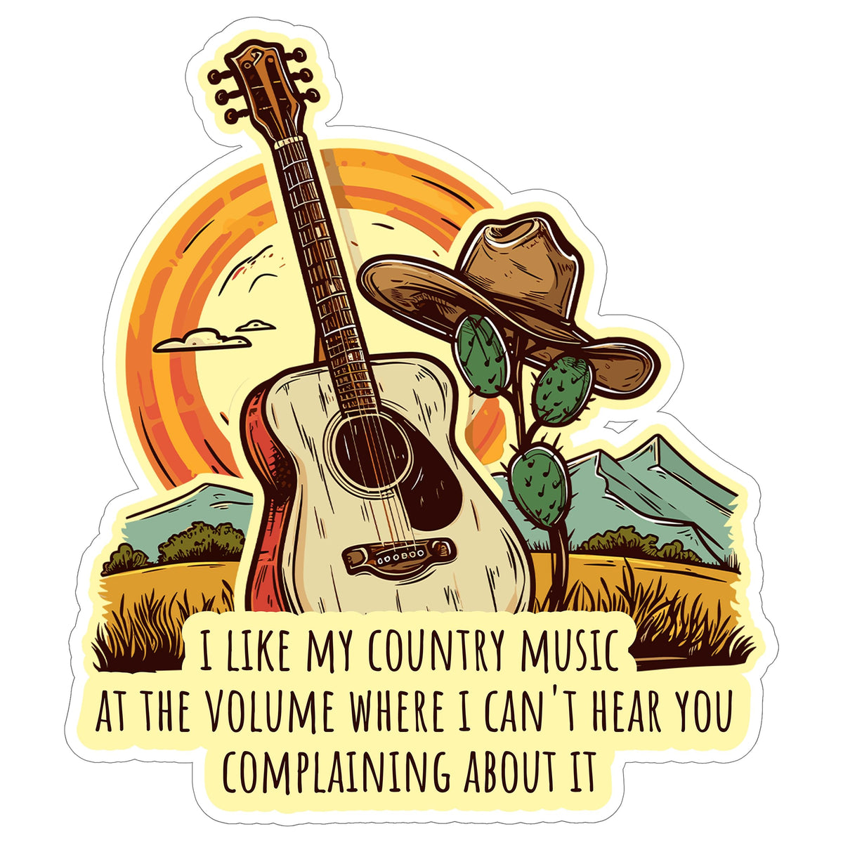 I Like My Country Music Loud Sticker 4 Inch — Waterproof Vinyl Decal Country Music Volume Funny