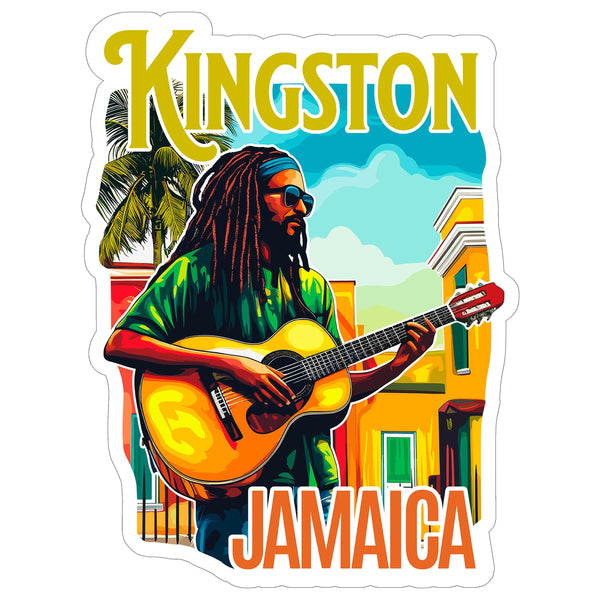 Kingston Jamaica Sticker 4 Inch - Waterproof Vinyl Decal for Laptop Water Bottle Car Tumbler - Durable Aesthetic Long-Lasting Stickers for Adults ID44990