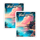 Bahamas Sticker 4 Inch 2-Pack Beach Caribbean - Waterproof Vinyl Decal for Laptop Water Bottle Car Tumbler - Durable Funny Aesthetic Long-Lasting Stickers for Adults ID45039 1