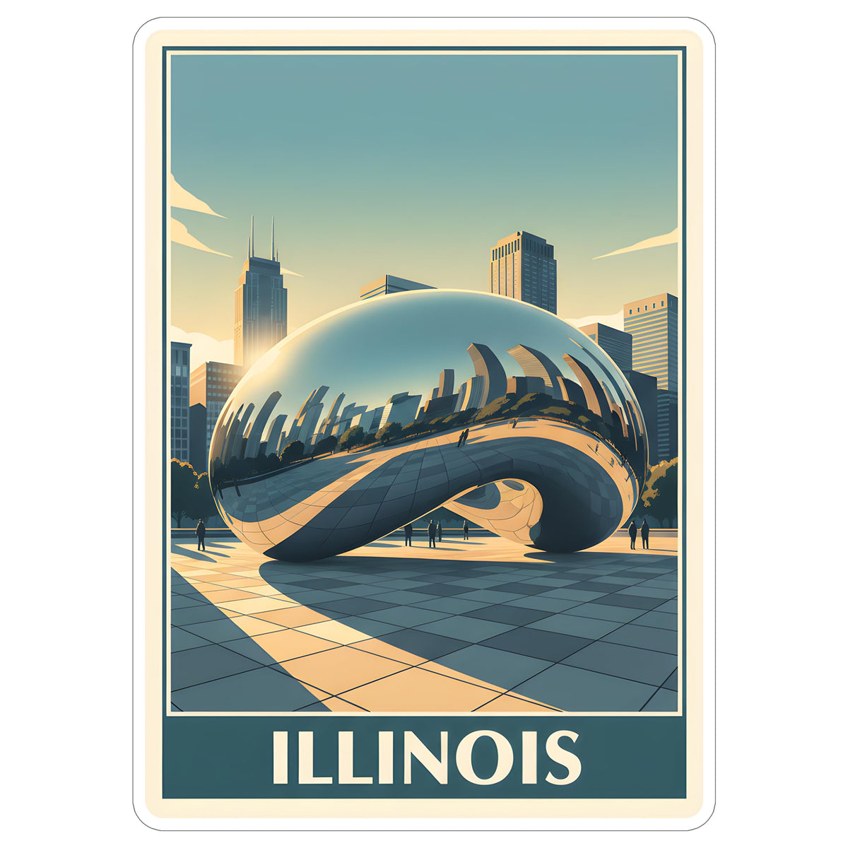 Illinois State Sticker 4 Inch - Waterproof Vinyl Decal for Laptop Water Bottle Car Tumbler - Durable Aesthetic Long-Lasting Stickers for Adults ID44990