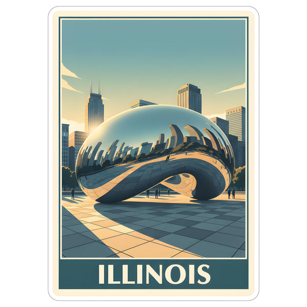 Illinois State Sticker 4 Inch - Waterproof Vinyl Decal for Laptop Water Bottle Car Tumbler - Durable Aesthetic Long-Lasting Stickers for Adults ID44990