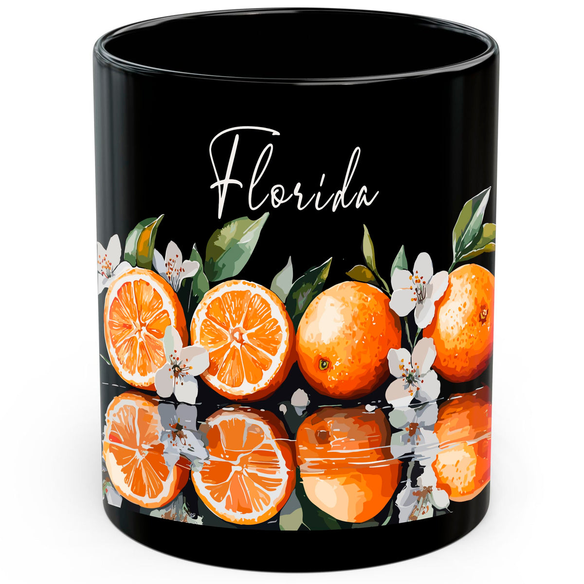 Florida State Mug 11oz — Black Ceramic Sunshine State Beaches Coffee Mug