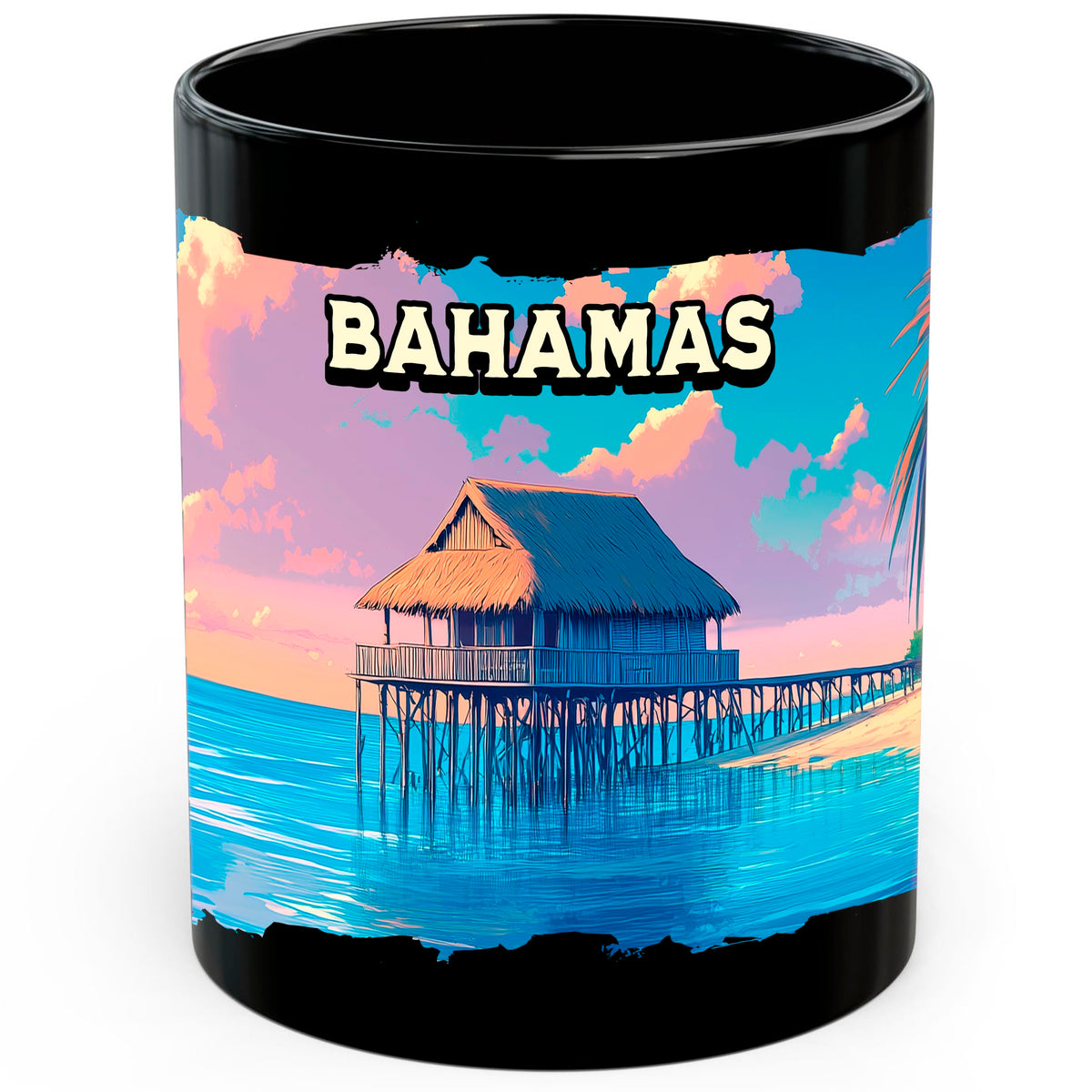 Bahamas Coffee Mug 11oz — Black Ceramic Tropical Island Beaches Mug
