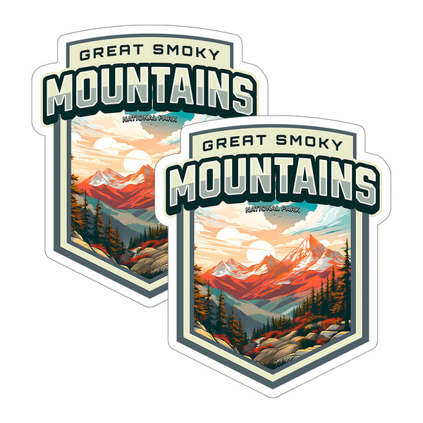 Great Smoky Mountains National Park Tennessee North Carolina Sticker 4 Inch 2-Pack - Waterproof Vinyl Decal for Laptop Water Bottle Car Tumbler - Durable Funny Aesthetic Stickers for Adults ID45039