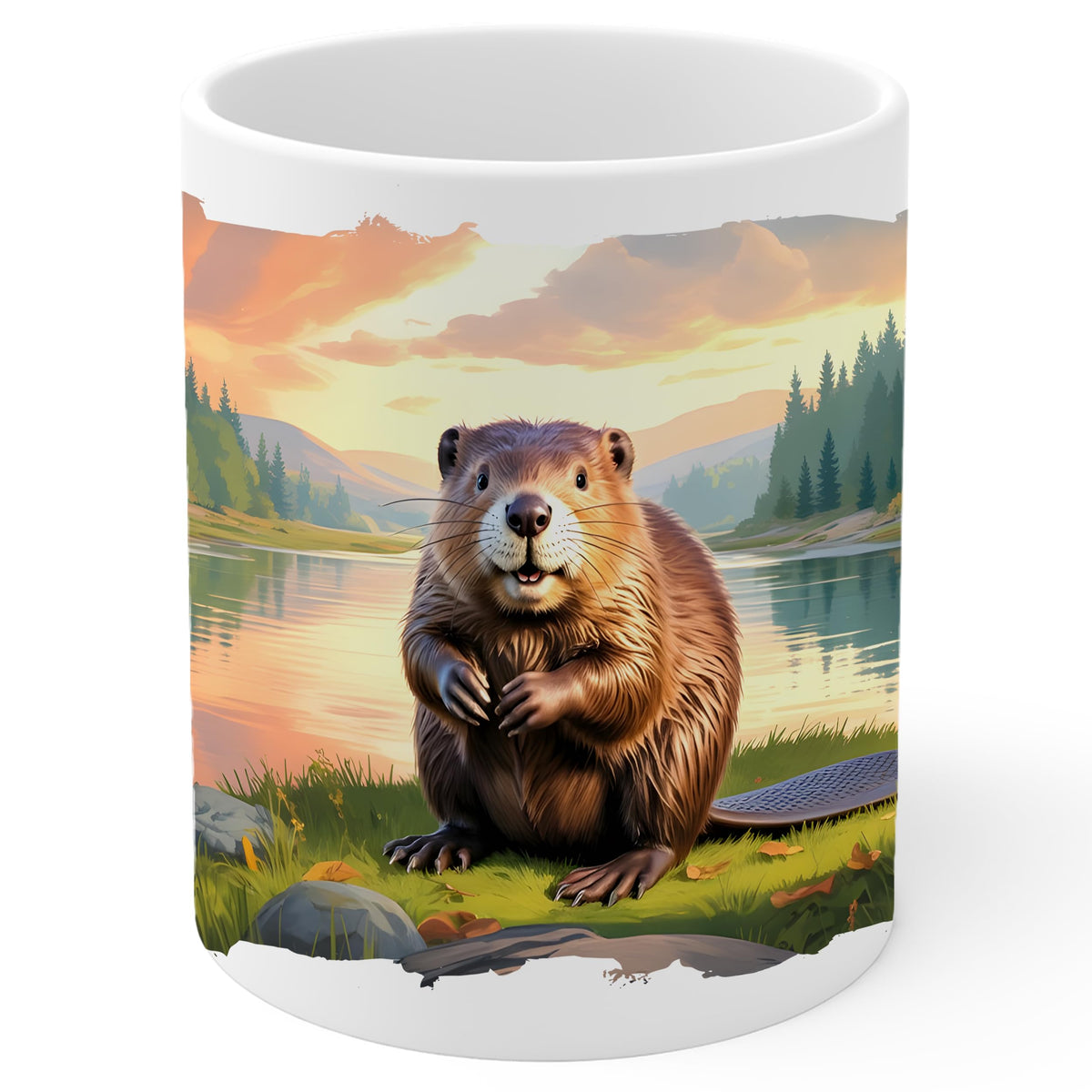 Beaver Coffee Mug 11oz — Ceramic Dam Builder Wildlife Gift Mug