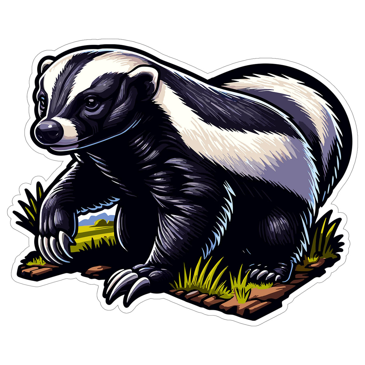 Honey Badger Sticker 4 Inch — Waterproof Vinyl Decal Mellivora Badass Fearless