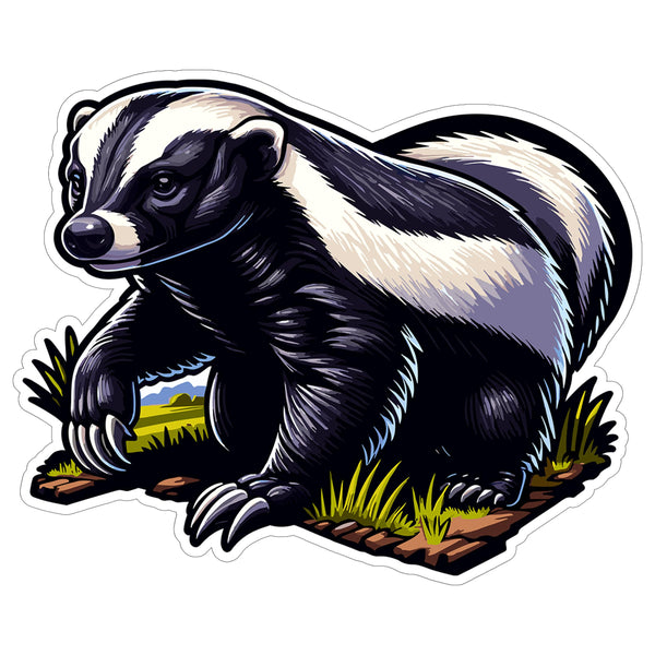 Honey Badger Sticker 4 Inch — Waterproof Vinyl Decal Mellivora Badass Fearless