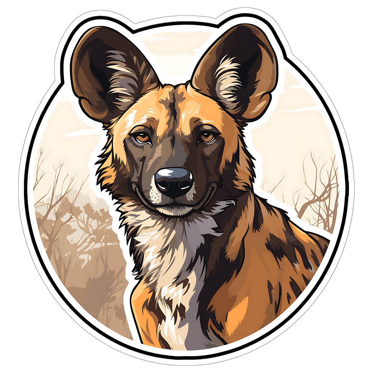 African Wild Dog Sticker 4 Inch — Waterproof Vinyl Decal Lycaon Painted Wolf