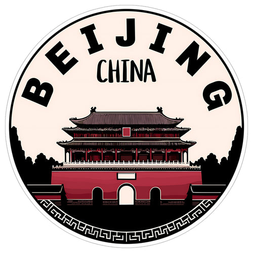 Beijing China Sticker 4 Inch City Travel Souvenir Destination - Waterproof Vinyl Decal for Laptop Water Bottle Car Tumbler - Durable Aesthetic Long-Lasting Stickers for Adults ID44990