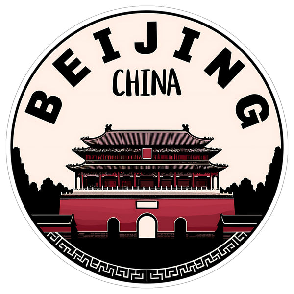 Beijing China Sticker 4 Inch City Travel Souvenir Destination - Waterproof Vinyl Decal for Laptop Water Bottle Car Tumbler - Durable Aesthetic Long-Lasting Stickers for Adults ID44990