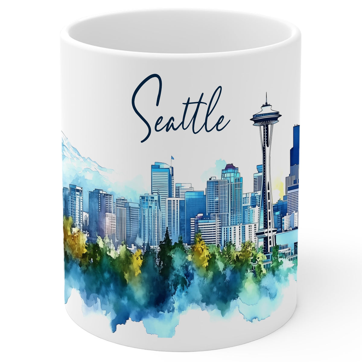 Seattle Washington Coffee Mug 11oz — White Ceramic Space Needle City Mug