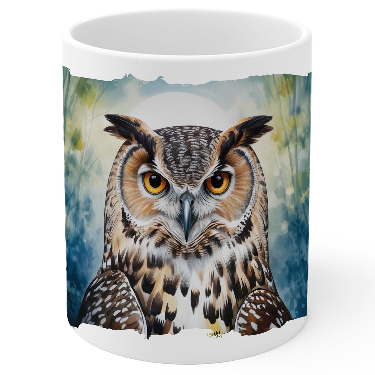 Owl Coffee Mug 11oz — White Ceramic Night Raptor Wildlife Gift Mug