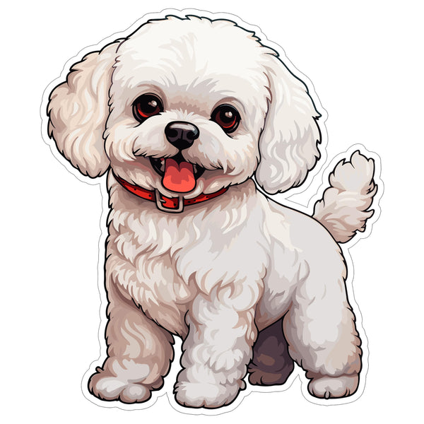 Bichon Frise Sticker 4 Inch — Waterproof Vinyl Decal Fluffy White Toy Dog