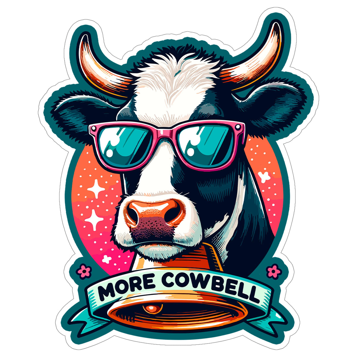 More Cowbell Sticker 4 Inch — Waterproof Vinyl Decal SNL Funny Music Quote